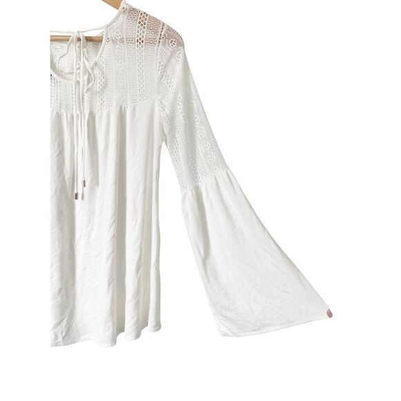 Desigual Neusifu White Bell Long Sleeve Boho Gold Mandala Top‎ Size Medium - Picture 7 of 7